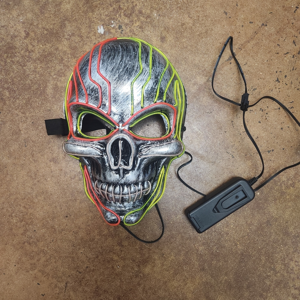 Halloween Neon LED Purge Face Mask Battery Operated Skull Mask Bright Lights